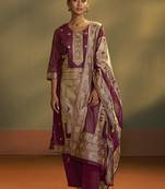 Maroon jacquard art silk straight