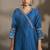 Blue embroidered cotton anarkali