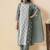 Grey embroidered schiffly cotton straight