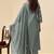 Grey embroidered schiffly cotton straight
