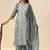 Grey embroidered schiffly cotton straight