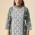 Grey embroidered schiffly cotton straight