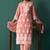Peach embroidered schiffly  cotton straight