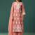 Peach embroidered schiffly  cotton straight