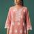 Peach embroidered schiffly  cotton straight