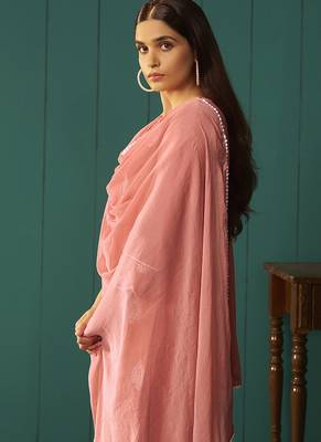 Peach embroidered schiffly  cotton straight 5