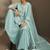Sky blue embroidered georgette sharara