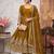 Gold colour embroidered georgette anarkali suit set with dupatta & pant