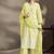 Pista-green embroidered schiffly pure cotton straight