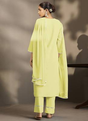 Pista-green embroidered schiffly pure cotton straight 3