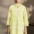 Pista-green embroidered schiffly pure cotton straight