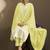Pista-green embroidered schiffly pure cotton straight