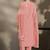 Peach embroidered schiffly pure cotton straight