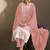 Peach embroidered schiffly pure cotton straight