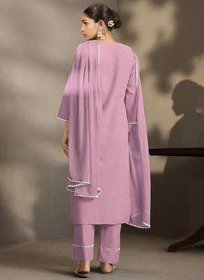 Light-purple embroidered schiffly pure cotton straight 2