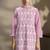Light-purple embroidered schiffly pure cotton straight