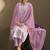 Light-purple embroidered schiffly pure cotton straight