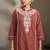 Maroon embroidered schiffly pure cotton straight