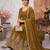 Gold colour embroidered georgette anarkali suit set with dupatta & pant