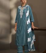 Rama embroidered schiffly pure cotton straight