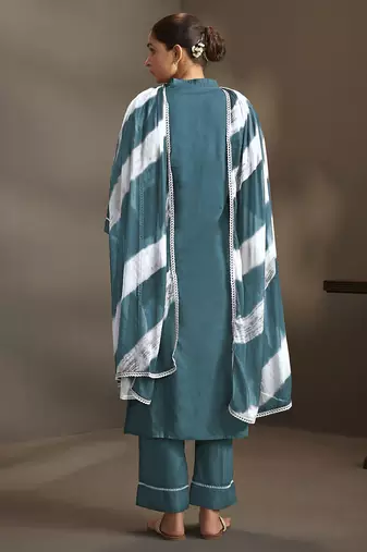 Rama embroidered schiffly pure cotton straight