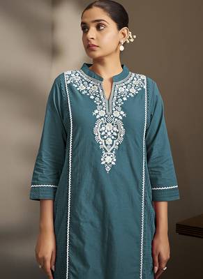 Rama embroidered schiffly pure cotton straight 4