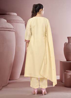 Off white embroidered schiffly pure cotton straight 2