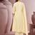 Off white embroidered schiffly pure cotton straight