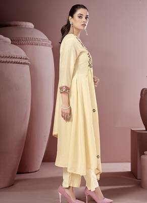 Off white embroidered schiffly pure cotton straight 5