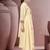 Off white embroidered schiffly pure cotton straight