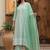 Pista green embroidered schiffly cotton blend anarkali