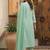 Pista green embroidered schiffly cotton blend anarkali