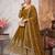 Gold colour embroidered georgette anarkali suit set with dupatta & pant