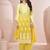 Yellow embroidered schiffly pure cotton straight