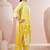 Yellow embroidered schiffly pure cotton straight