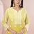 Yellow embroidered schiffly pure cotton straight