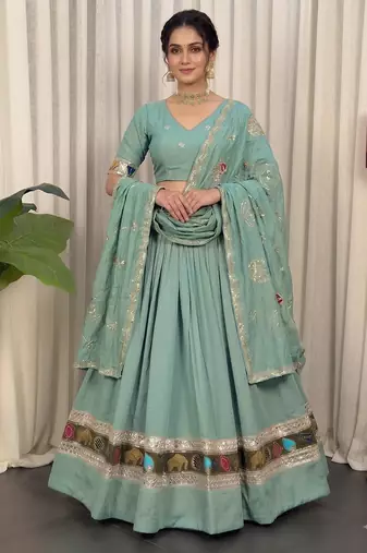 Pastel Aqua Blue Navratri Chaniya Choli