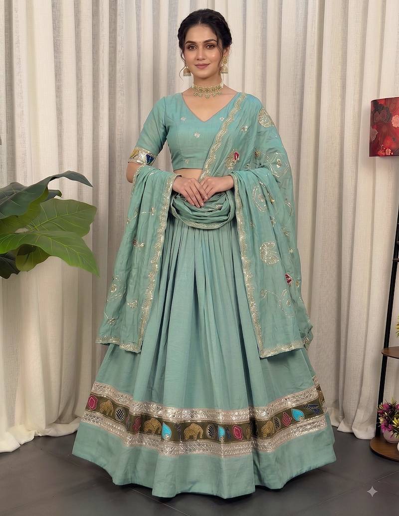 Pastel Aqua Blue Navratri Chaniya Choli