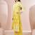 Yellow embroidered schiffly pure cotton straight
