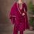 Magenta embroidered vichitra silk straight