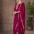 Magenta embroidered vichitra silk straight