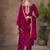 Magenta embroidered vichitra silk straight