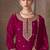 Magenta embroidered vichitra silk straight