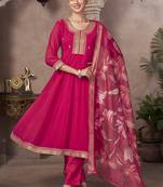 Pink embroidered georgette anarkali