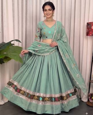 Pastel Aqua Blue Navratri Chaniya Choli 2