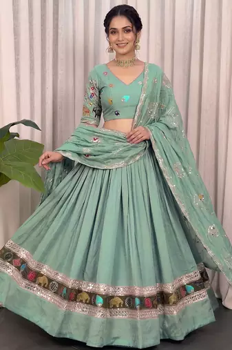 Pastel Aqua Blue Navratri Chaniya Choli