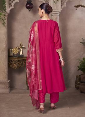 Pink embroidered georgette anarkali 2