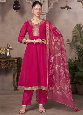 Pink embroidered georgette anarkali 3