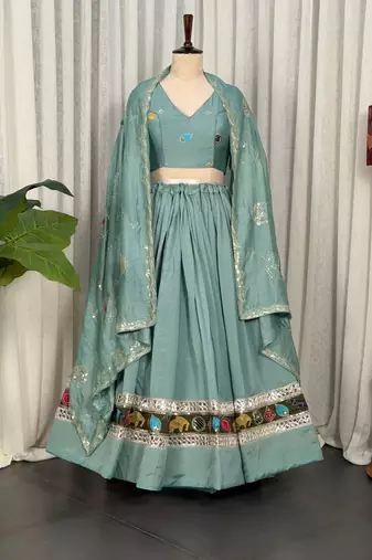 Pastel Aqua Blue Navratri Chaniya Choli