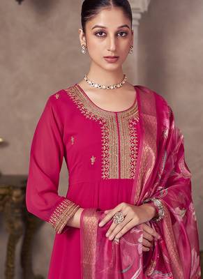 Pink embroidered georgette anarkali 4